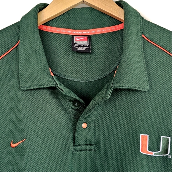 Nike Team Polo UM Miami Hurricanes Size XXL Green Orange Coaches Collared Shirt - Picture 2 of 12